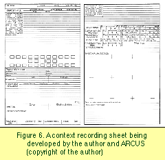 Figure 6. A
context recording sheet being developed by the author and ARCUS.