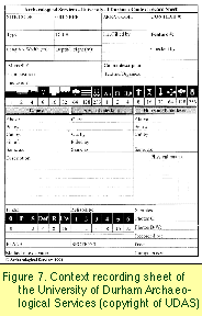 Figure 7.
University of Durham Archaeological Services' context recording sheet.