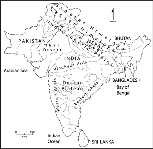 Figure 1. The Indian subcontinent and its key ecological zones. 