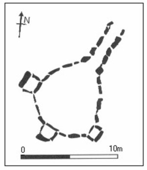 Figure 1: Plan of the orthostats of Fourknocks 1, Co. Meath, Ireland.
