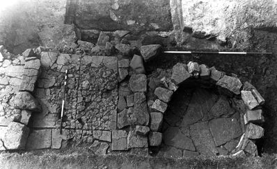 Site D: Ovens behind interval turret after excavation from NE