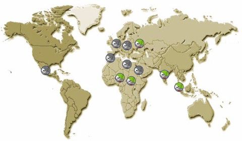World map showing EFCHED projects