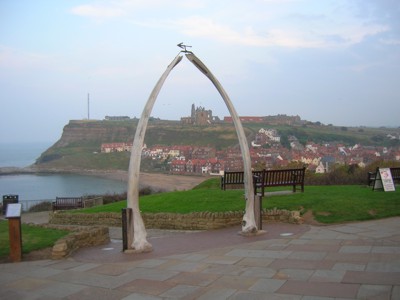 A whalebone arch stands at Whitby, commemorating the once large whaling industry 