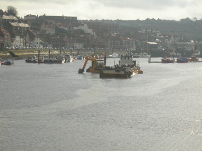 Dredging taking place at Whitby Harbour