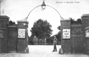 Postcard view of the entrance to Higher Barracks