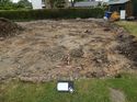 Thumbnail of Area 2 of ground reduction, with tile and 2 x 1m scales, facing SW