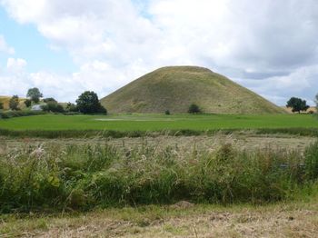General shot of Silbury Hill from the eastern bank of the Winterbourne.