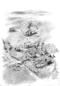 Thumbnail of 18 Reconstruction drawing of the late Roman Farmstead, by Steve Rigby