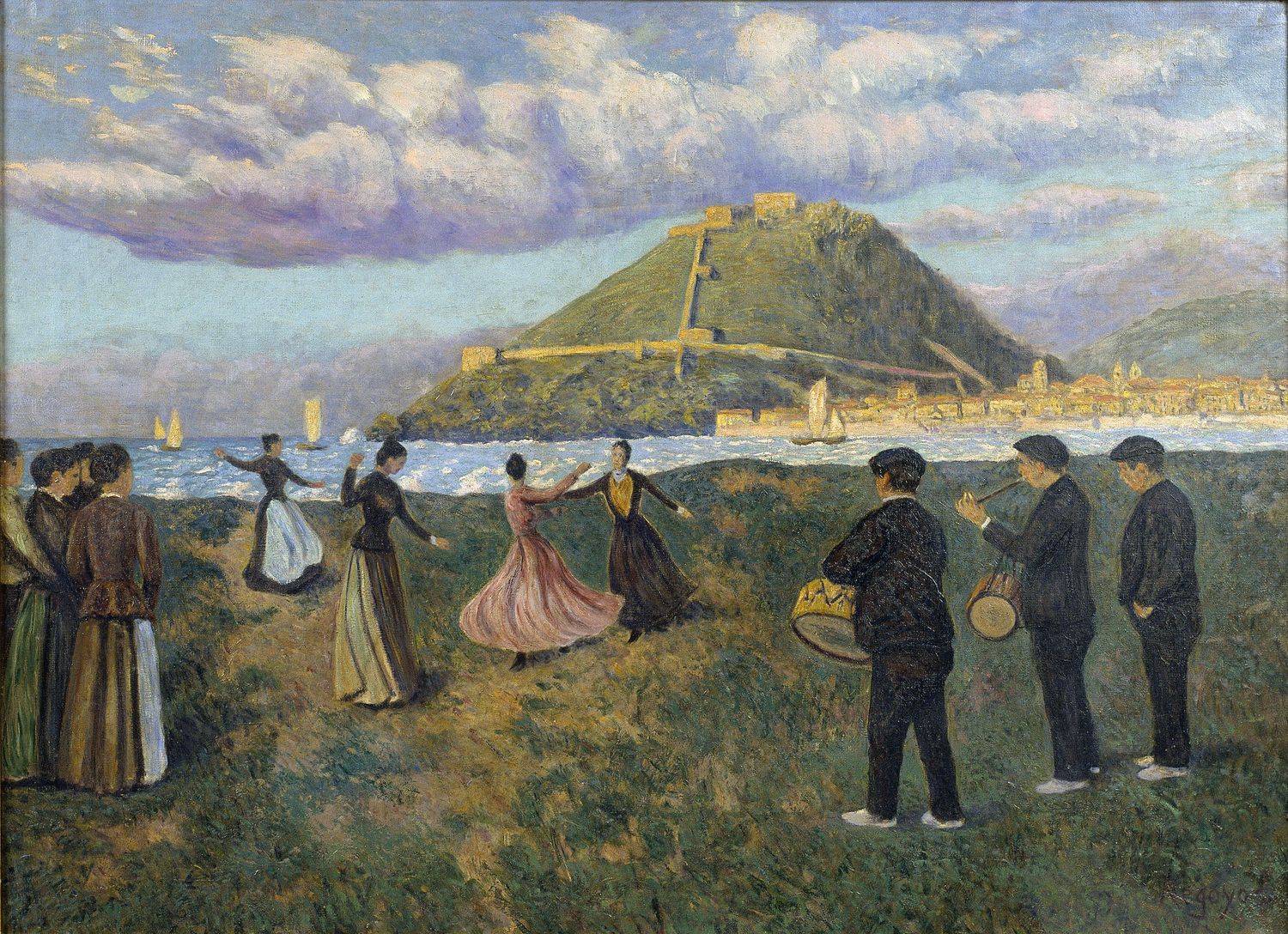 Image of the painting Basque Celebration (dance at El Antiguo, San Sebastián) . Santiago Espona Bequest, 1958