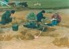  Excavation of the Beaker pit complex in Int 55. Madeleine Hummler and team working in the cold spring of 1992