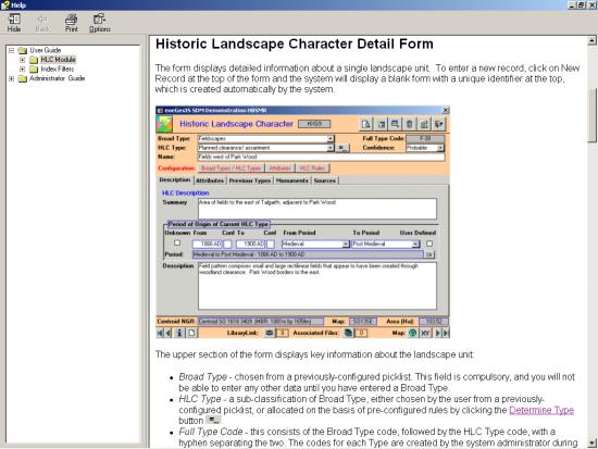 Figure 53: A screen capture of the HBSMR Help manual – this approach embeds the HLC within the HER.