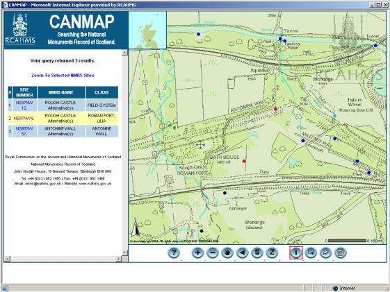 Figure 67: Site selection using a web-GIS browser: the RCAHMS CANMAP.