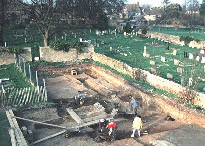 Photograph of excavations at Eynsham Abbey