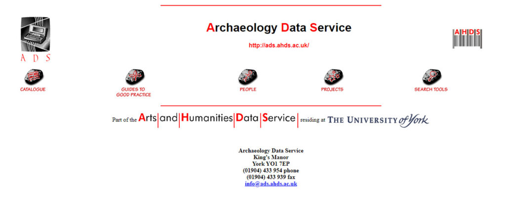 A screenshot of the ADS homepage dating to 1998