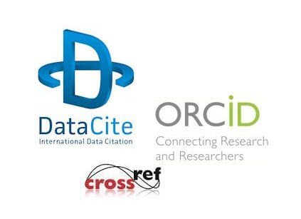 Datacite, ORCID and Crossref logos.