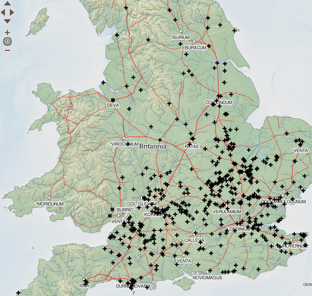 Roman Rural Settlement Project map of funerary sites in the UK
