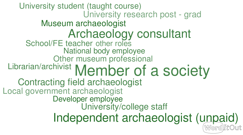 Image of a word cloud of the other roles of the survey respondents.