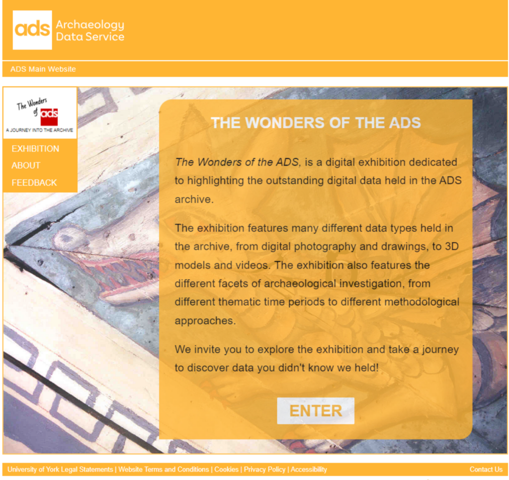 A screenshot of the homepage of 'The Wonders of the ADS' digital exhibition.