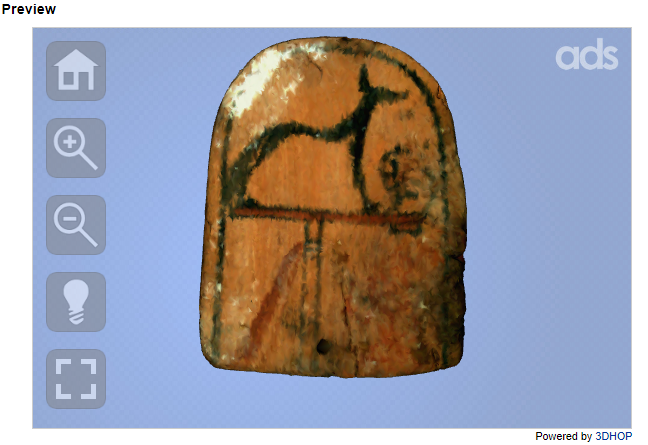 Image of an artefact in the 3D hop viewer.