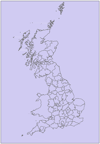 Outline of all the counties in Scottland and England
