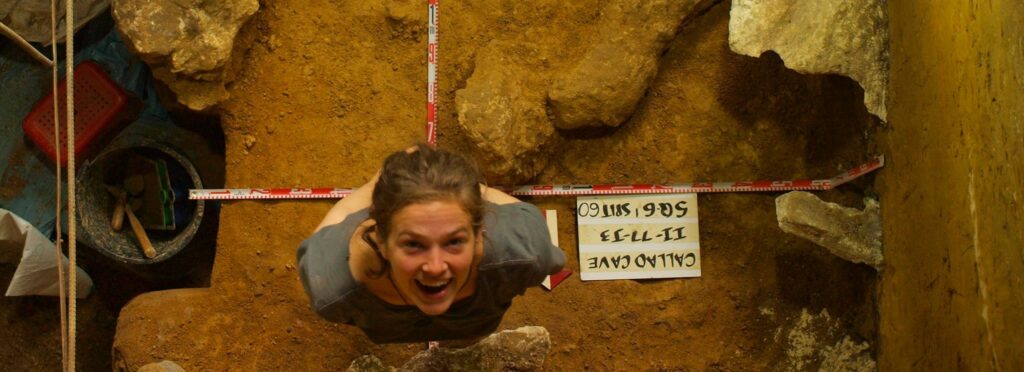 Photograph of me at excavations at Callao Cave in the Philippines, before I discovered the joys of databases.