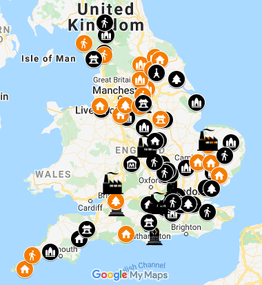Screenshot of the Google map of HODs sites in the ADS Library