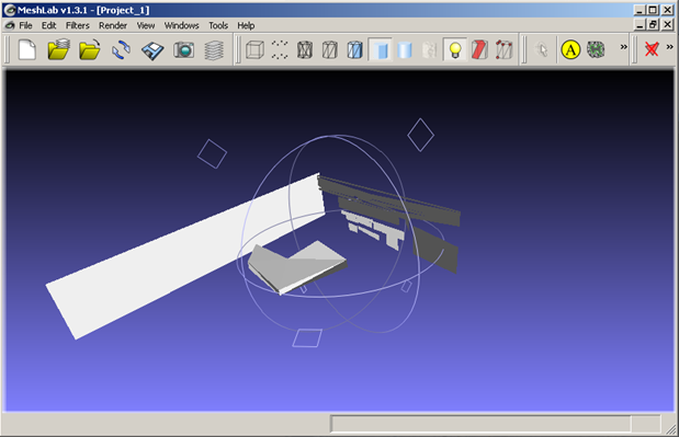 screenshot of Sample data exported as .wrl and imported to be viewed in Meshlab