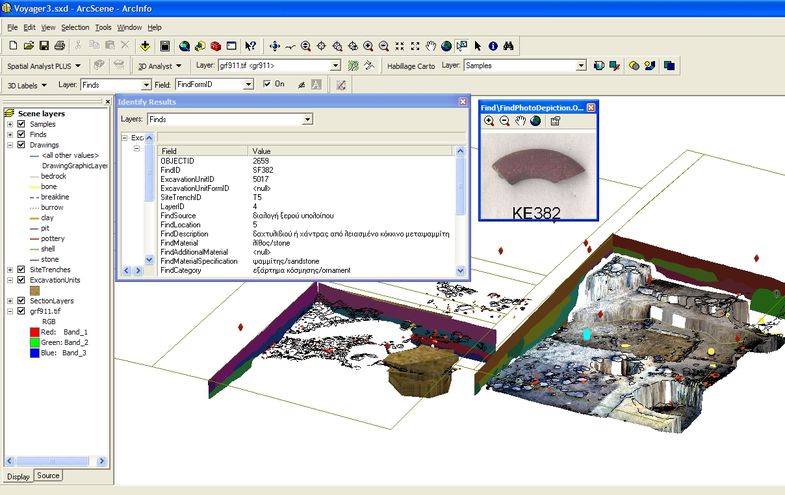 screenshot with data visualization and selection in the native ArcScene environment