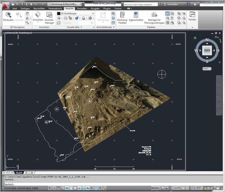 Screenshot of the rectified image within AutoCAD