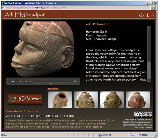 screenshot of the homepage of the Virtual Hampson Museum website
