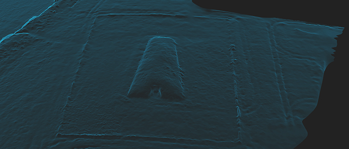 Digital model of a long barrow, derived from aerial survey data