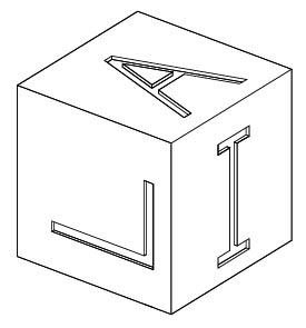 Three-dimensional isometric drawing of child's block