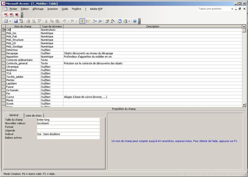 screenshot showing control of field names from the table (in Design View)