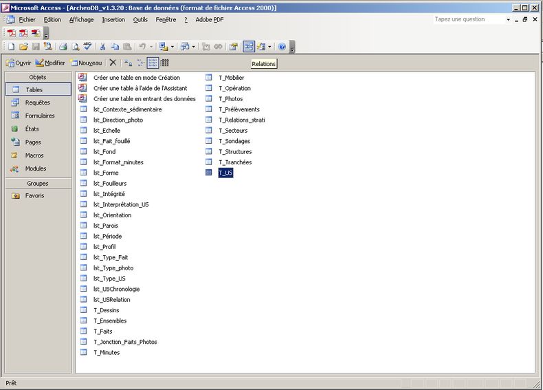 screenshot of computer window when selecting the display of relationships