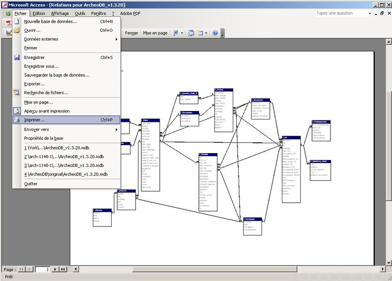 screenshot of computer window when printing the relationships diagram