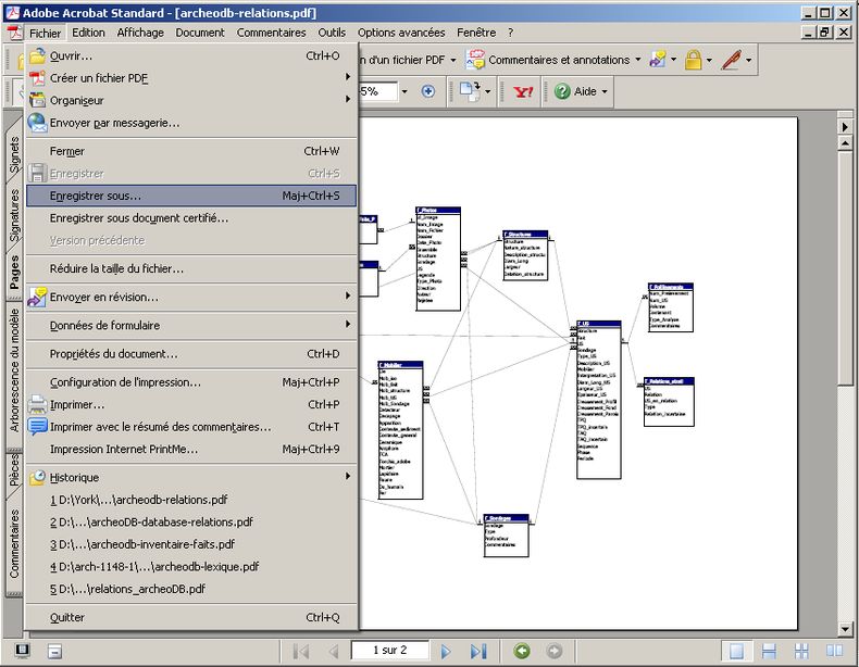 screenshot when opening relationships printed in Adobe Acrobat and re-recording