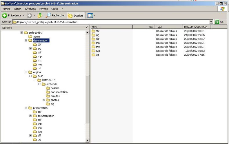 screenshot of the tree of the collection archive