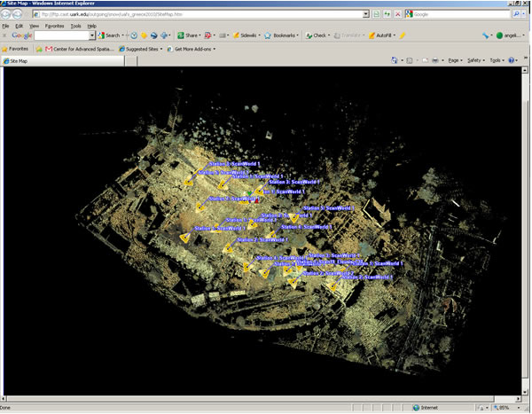 screenshot of a site map of scan data from Eleusis, Greece
