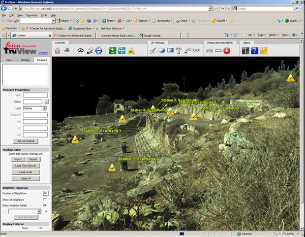 screenshot of the TruView environment where the user can measure features and annotate directly onscreen (Scan data from Eleusis, Greece)