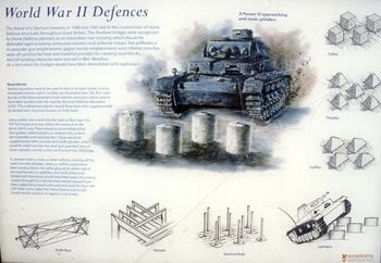 Illustration of cylindrical concrete blocks defence structures