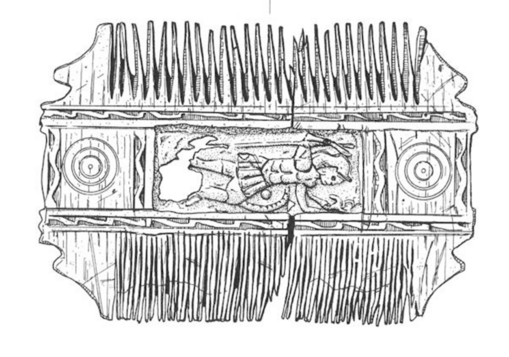 line drawing of Roman period hair comb