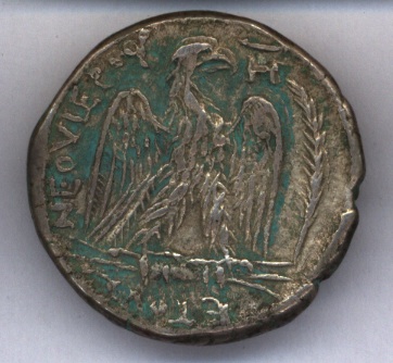 An image of a silver coin of Domitian form the mint at Antioch
