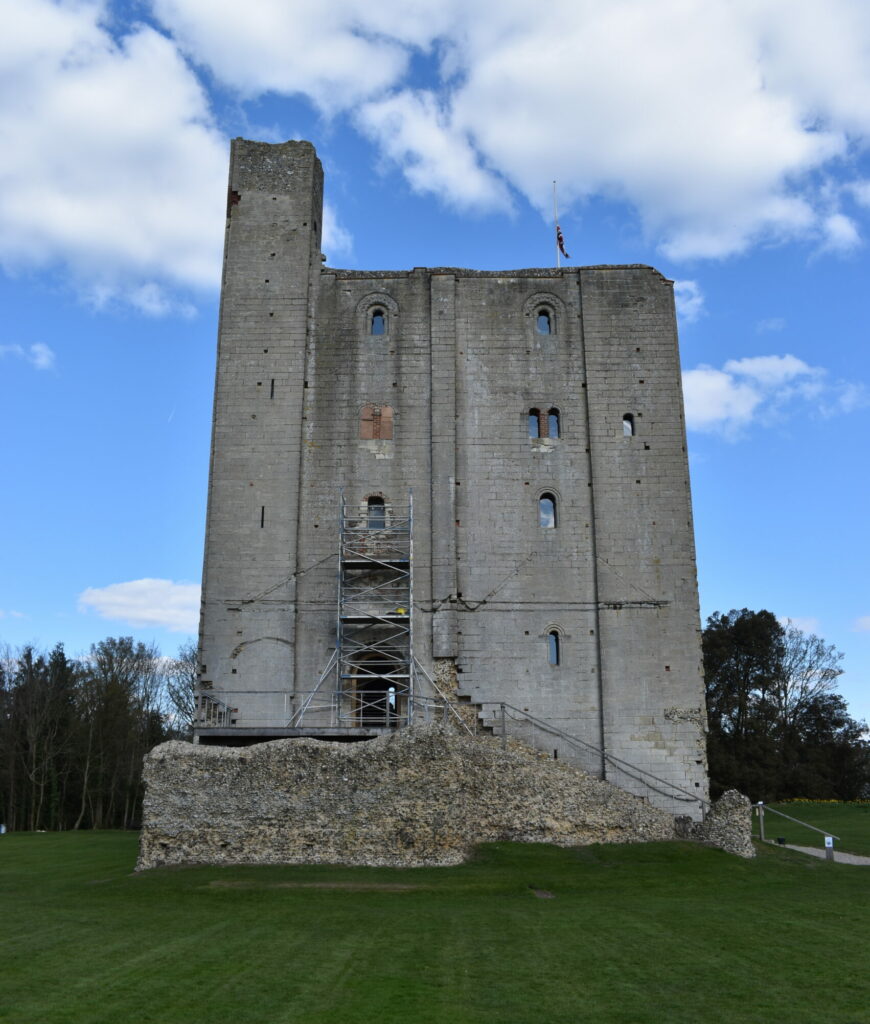 A picture of Hedingham Castle against a blue sky