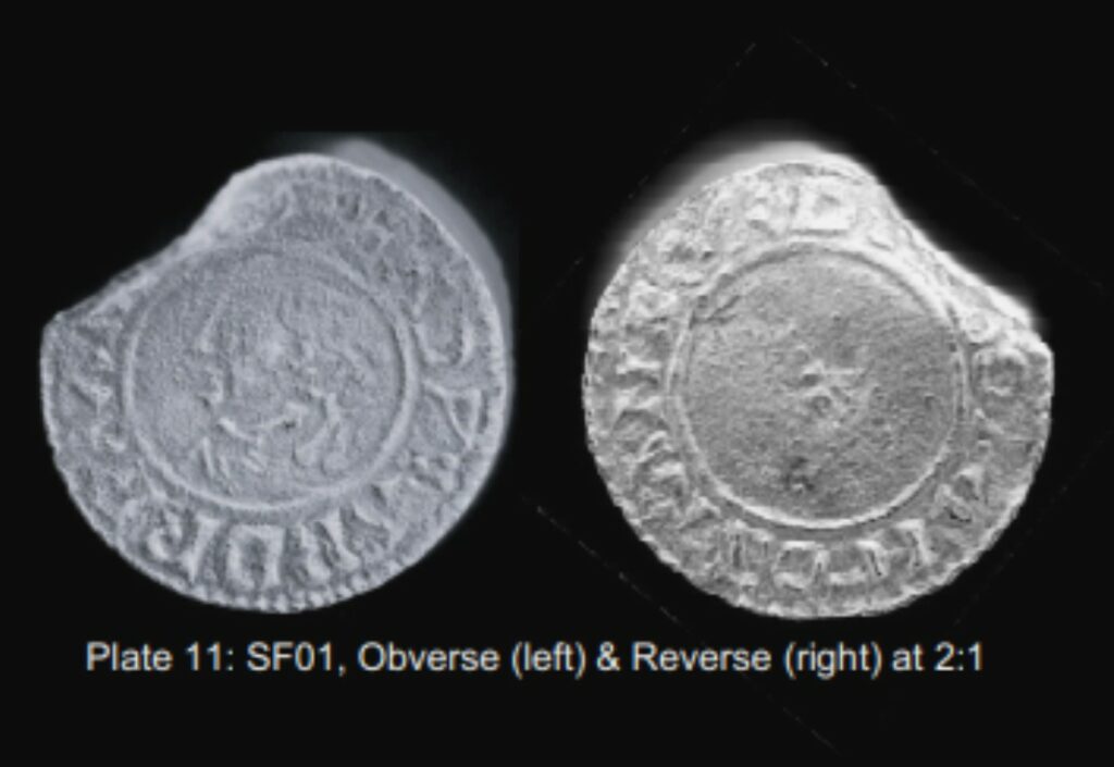 A X-ray image of two medieval coins