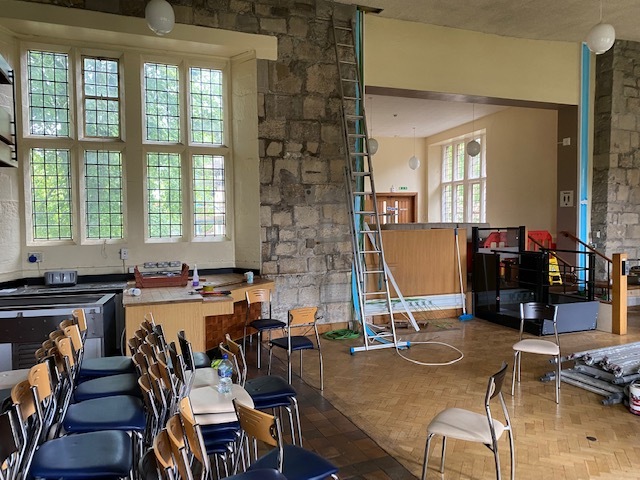 Image of southern end of refectory while being converted into an office.