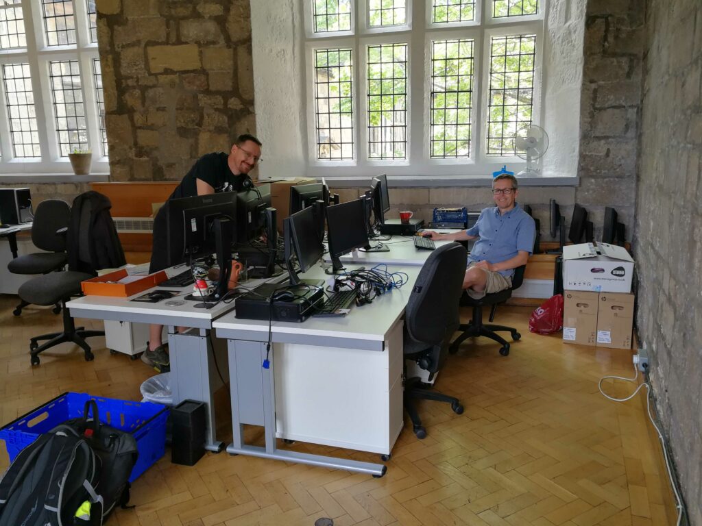 Image of ADS staff working at temporary desks