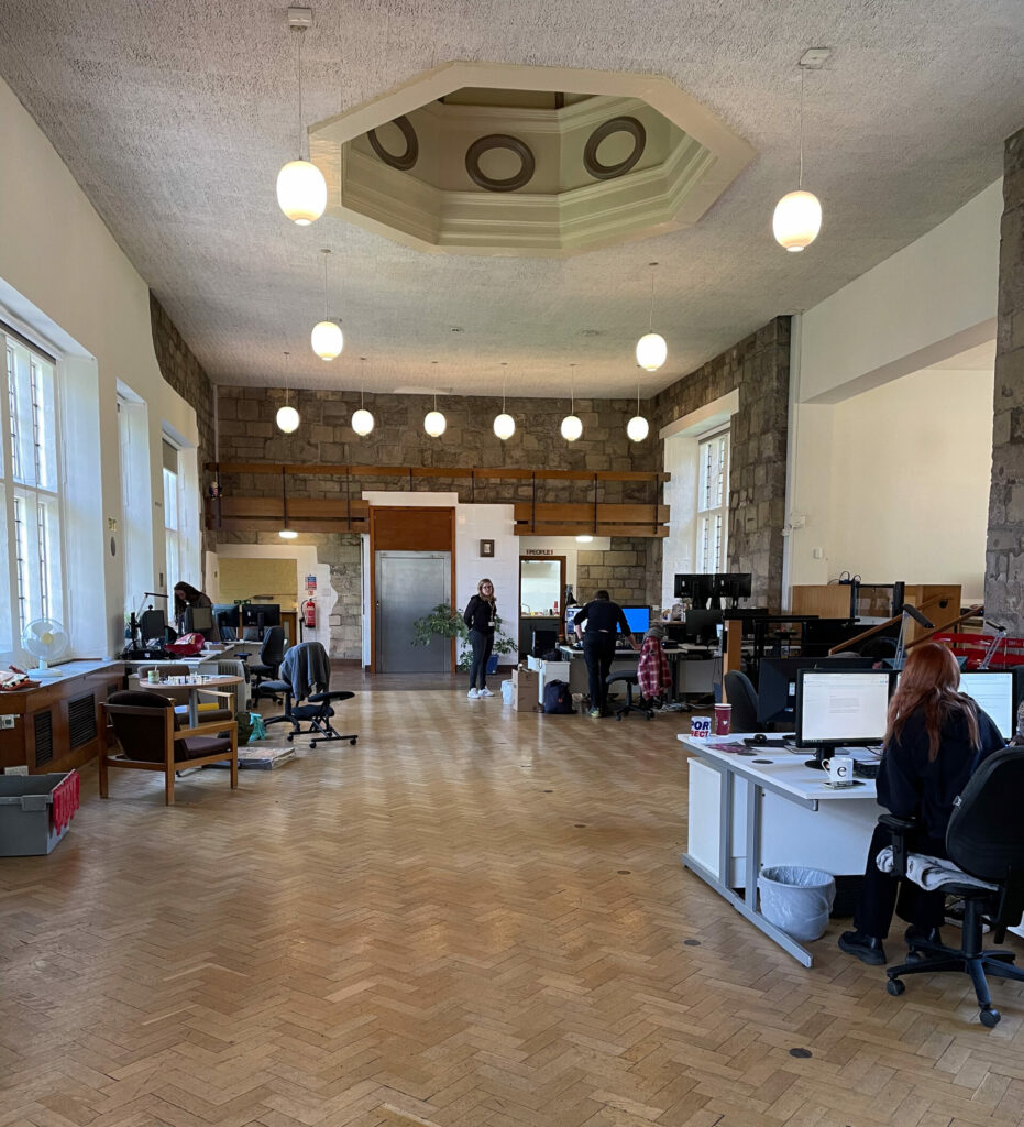 Image of ADS staff working at temporary desks