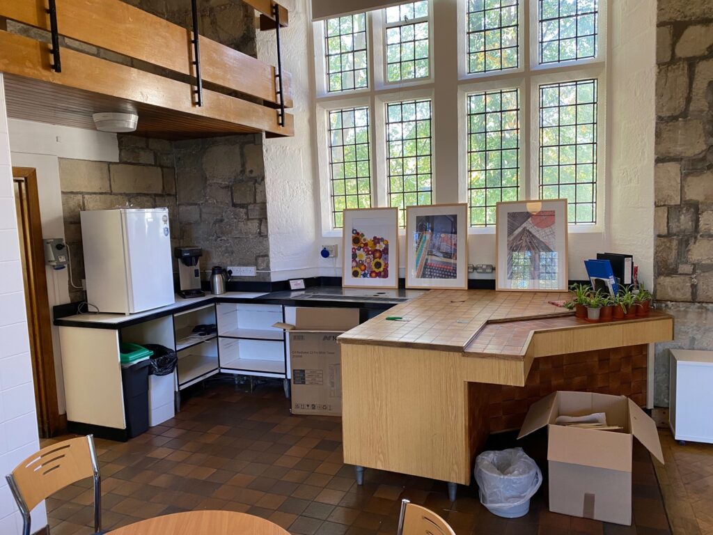Image of kitchen with moving boxes