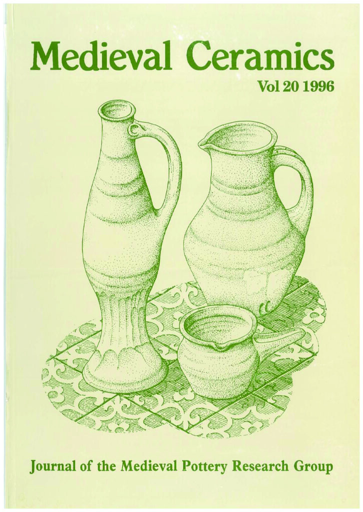 The front cover of the volume 20 of the Medieval Ceramics journal from 1996