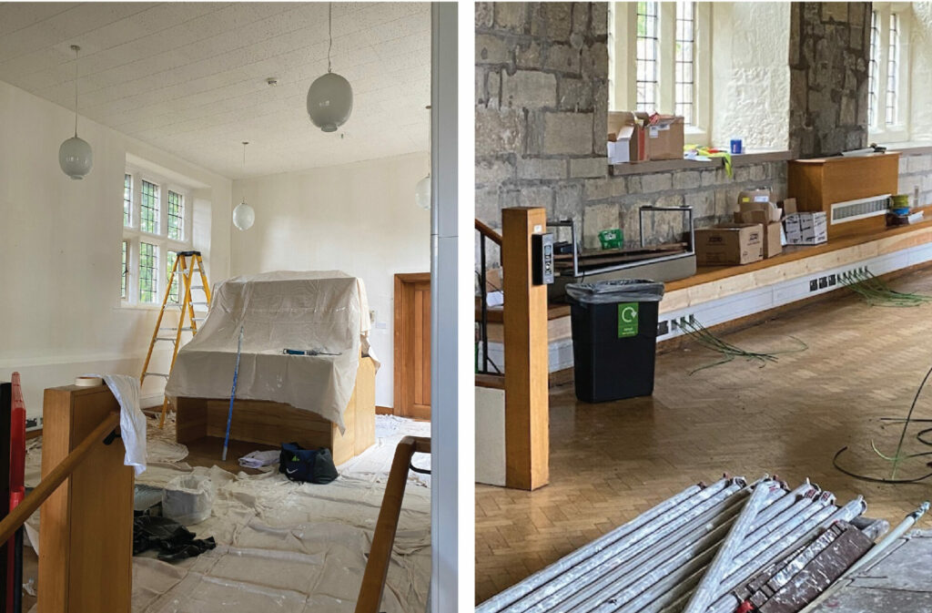 Images of refectory while being converted into an office.